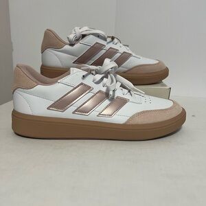Adidas CourtBlock Women's White and Gold Sneakers
